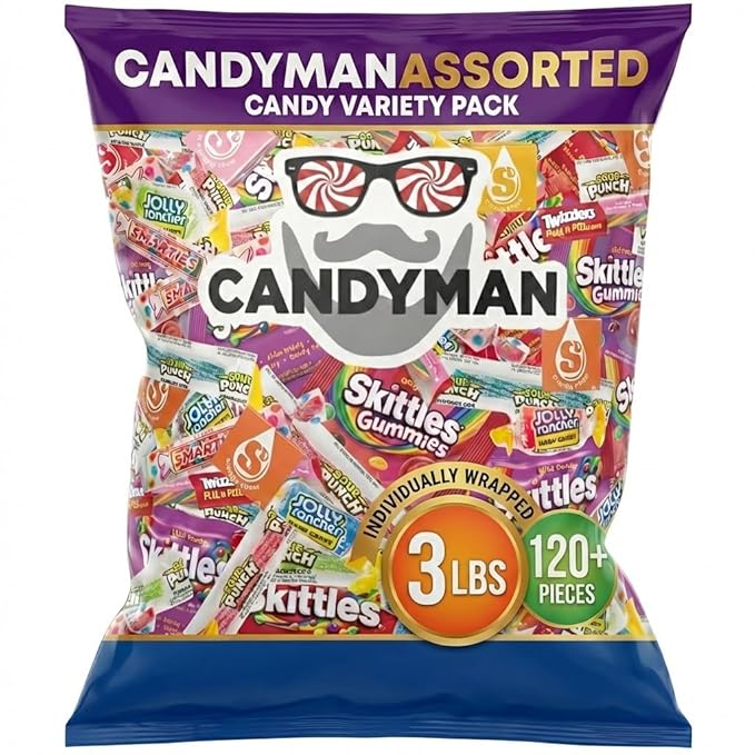 CANDYMAN Assorted Candy Variety Pack 3lbs of Pinata Stuffers, Bulk Candy for Party Favors Goodie Bags for Birthday Party, Candies in Bulk Individually Wrapped