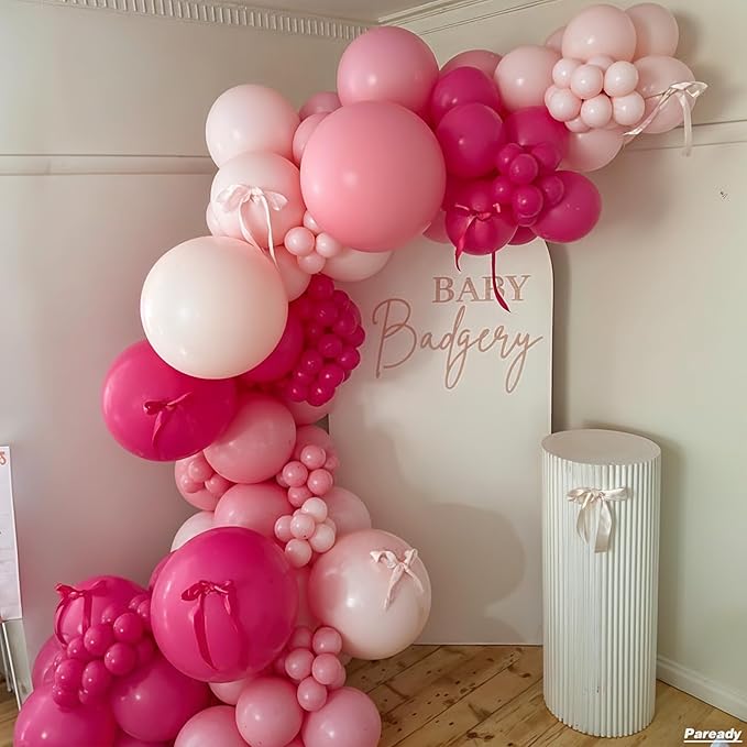 Paready Pink and White Balloon Garland Kit, 120pcs, Balloon Arch, Suitable for Bridal Shower, Valentine's Day, Birthday, Wedding, General Celebration, Unisex Adult, Unisex Children