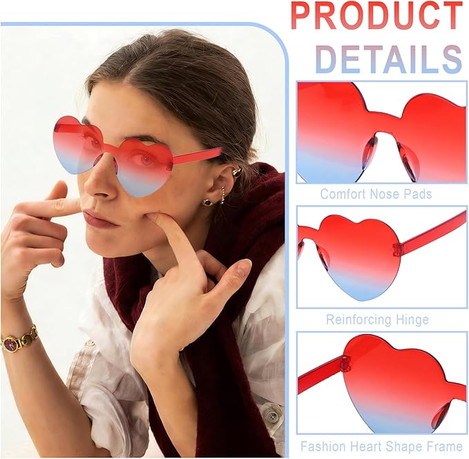 Heart Sunglasses 12/18/24 Pcs Heart Shaped Glasses for Women Cute Funny Party Glasses Party Favors Accessories
