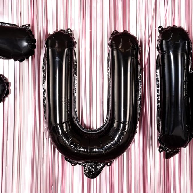 Restaurantware-Balloonify 16 Inch Letter Balloon, 1 Alphabet Party Balloon - Letter U, Self-Sealing, Black Foil Mylar Finish, Hanging Loop, Decoration For Birthday, Wedding, Or Graduation