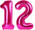 Giant Hot Pink 12 Balloon Number 40 Inch, 12 Number Balloons Birthday Supplies, 12 Year Old Birthday Party Celebration, 12 Balloons Graduations Anniversary Decorations