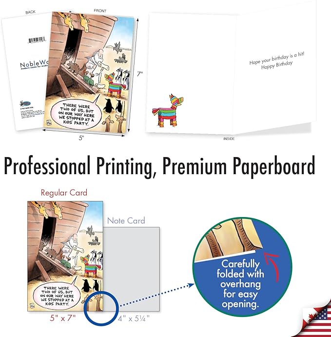 NobleWorks - Funny Birthday Greeting Card with 5 x 7 Inch Envelope (1 Card) Bday Ark Pinata C7951BDG
