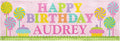 Let's Make Memories Personalized Pink Happy Birthday Banner for Kids - Custom Birthday Party Decorations - Indoor/Outdoor Vinyl - Any Name - Sweets Design - 10ft