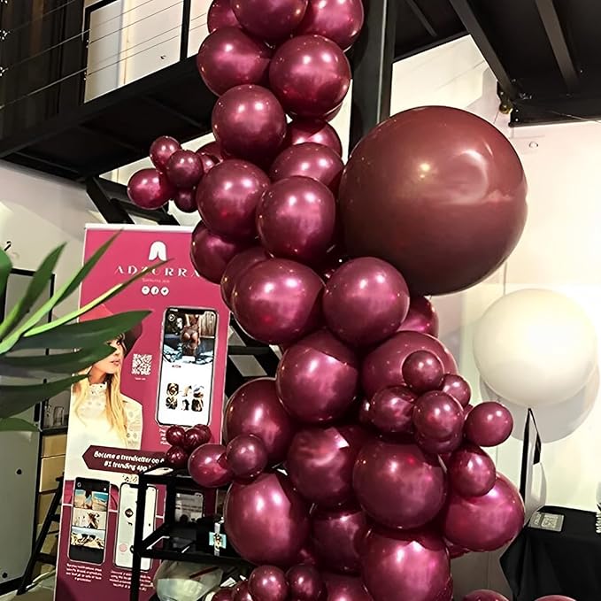 110pcs Burgundy Balloons 12inch Maroon Latex Party Balloons for Graduation, Thanksgiving Day, Autumn Fall Theme Party, Wedding, Birthday, Valentines, Baby Shower Decorations