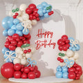 CROSSFINGERS Cherry Red and Blue Balloon Garland Arch Kit,150pcs Bow Light Mist Blue Red White Balloons Arch Kit for Cherry Birthday Baby Shower Wedding Galentine's Bridal Shower Party Decorations