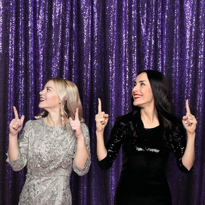 Juya Delight 6ft x 8ft Purple Sequin Photography Backdrop Curtain for Party Banquet Festival Wedding Anniversary Exhibition