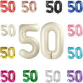 50 Balloon Number, Cream Number 50th Birthday Balloons 40 Inch, 50 Years Old Cream Birthday Decorations for Men Women, 50th Anniversary Decorations