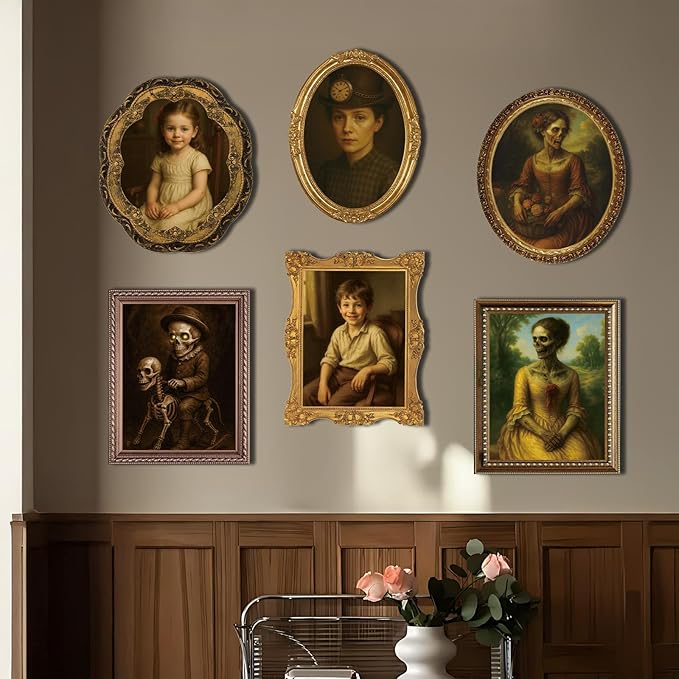 Halloween Decoration Scary Indoor Wall Decor, 12Pack 3D Changing Face Moving Picture Portrait Horror Decoration for Party Home Castle Haunted House Props(Style F)