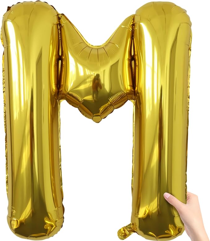 Letter Balloons Gold Party Balloon - 40 Inch Large Gold Letter M Balloon, Letter Balloon Birthday Decorations, Balloon for Women Men Anniversary Party Decorations Supplies