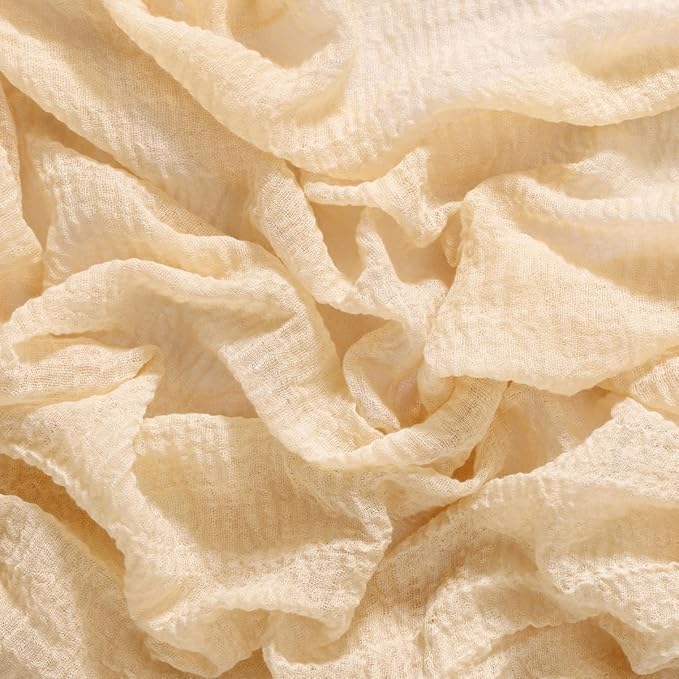 Socomi 6pcs Beige Cheesecloth Table Runner Valentine's Day Gauze 120 Inch Rustic Boho Cheese Cloth Runner for Wedding Party Baby Bridal Shower Centerpiece Decoration Holiday Home Decorations