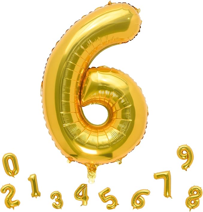 32 Inch Gold Number 6 Balloons Foil Ballon Digital Birthday Party Decoration Supplies (Gold Number 6 Balloon)