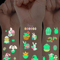100 Pcs Easter Luminous Temporary Tattoos for Kids Easter Party Favors Supplies Easter Basket Stuffers