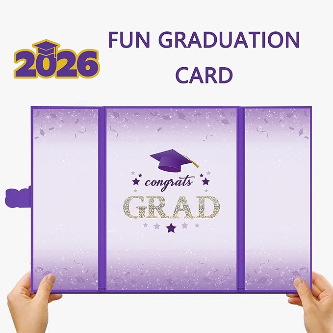 Vlipoeasn 2026 Graduation Guest Book Alternative, Purple Gold Class of 2026 Graduation Party Decorations, Graduation Signature Book for 2026 College High School, Unique Graduation Gifts for Friends