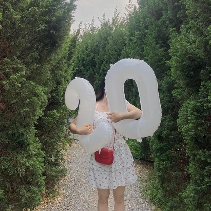 40 Inch Numbers Balloon, White Balloons for Birthday Party Decoration, Foil Number 0 Ballon for 0, 10, 20, 100, 2026 Celebration, Birthday, Baby Shower, Anniversary Decor