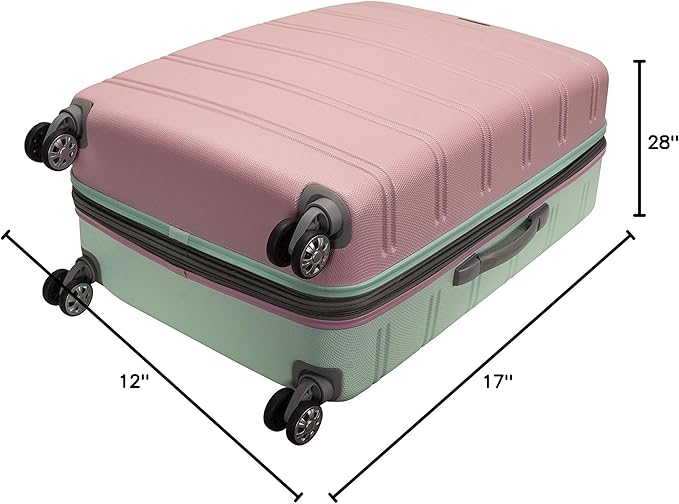 Rockland Melbourne Hardside Expandable Spinner Wheel Luggage, Checked Large 28", Mint