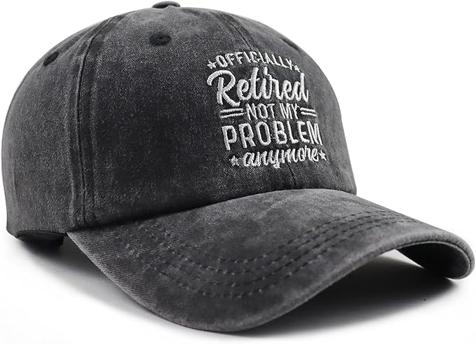 Officially Retired Hat for Women Men, Funny Adjustable Cotton Embroidery Retirement Baseball Cap
