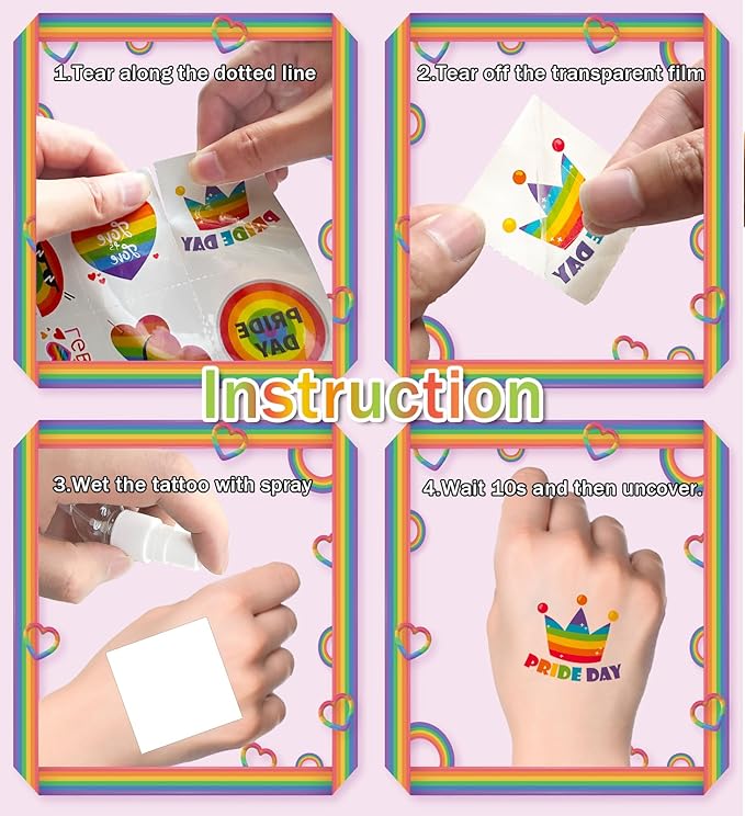 Pride Accessories - Pride Tattoos, 120Pcs Pride Temporary Tattoos for Adults – Rainbow LGBTQ Fake Tattoos Waterproof, Love is Love Gay Pride Accessories for Parade, Pride Decorations