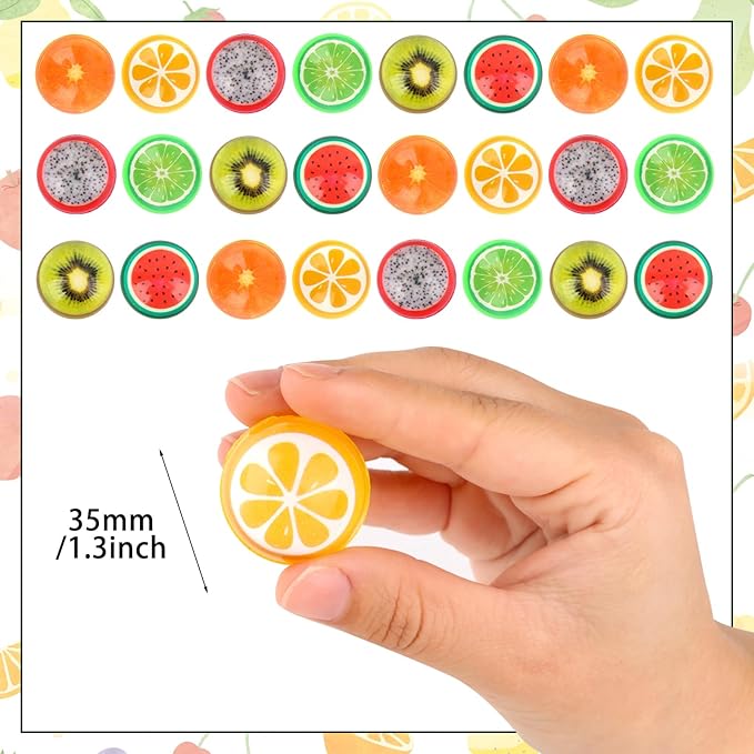Hxezoc 24 Pcs Fruit Bouncy Balls for Kids, 32mm 6 Colors Rubber Bounce Balls Bulk for Party Favors, Goodie Bag Fillers, Easter Gift Bag Stuffers, Basket Stuffers, Classroom Prizes