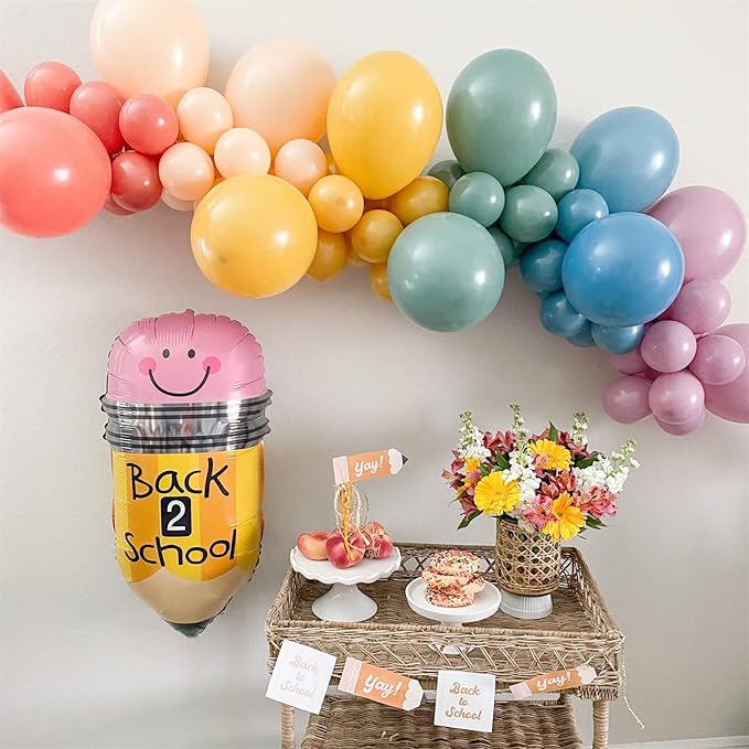 124PCS Rainbow Balloon Arch Kit, Assorted Colorful Balloon Garland with Dusty Slate Blue Retro Orange Balloons, Mustard Yellow Beige Balloons for Baby Shower Boho Groovy Birthday Party Decorations