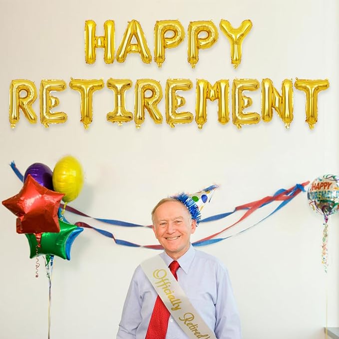 2 Set 30Pcs Gold Happy Retirement Letter Balloons 16in Balloon Foil Letter Decorations Party Decor Gold Letter Balloons Happy Retirement Party Supplies