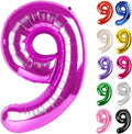 Rosy Purple Number 9 Balloon 40 Inch, 9 Balloon Number, 9th Birthday Decorations, Rosy Purple Party Supplies for Boys Girls