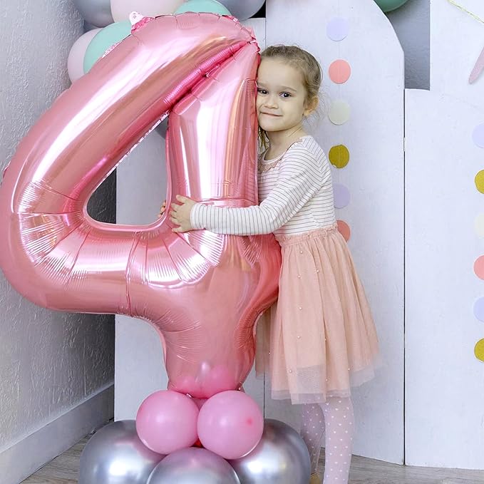 40 Inch Pink Number 1 Balloon, Light Pink Number Balloons Set 0-9, Large Baby Pink 1 Balloon Numbers, Pastel Pink Foil Digital 1 Balloons Helium for Girls Baby Shower 1st Birthday Party Decorations