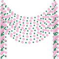 Outus 10 Pieces Pink,Green Round Dots Garland Easter Graduation Party Hanging Decor Each Length 13.1ft Glitter Paper Dot Streamers for Birthday Wedding Classroom