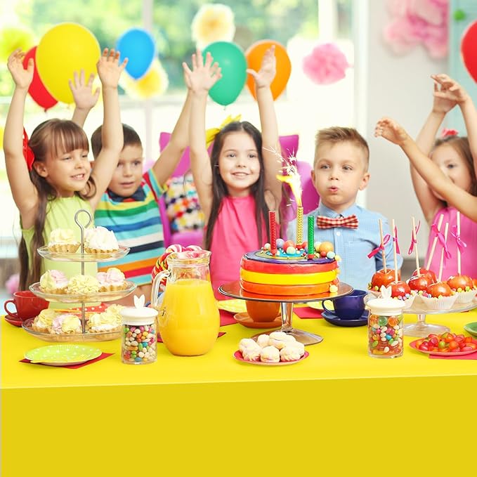mwellewm 12Pcs Plastic Table Cloth Disposable, Assorted Color Rainbow Tablecloth Colorful Neon Rectangle Bulk Solid Table Cover for Birthday Wedding Graduation Picnic Party Decorations(54x72 Inch)