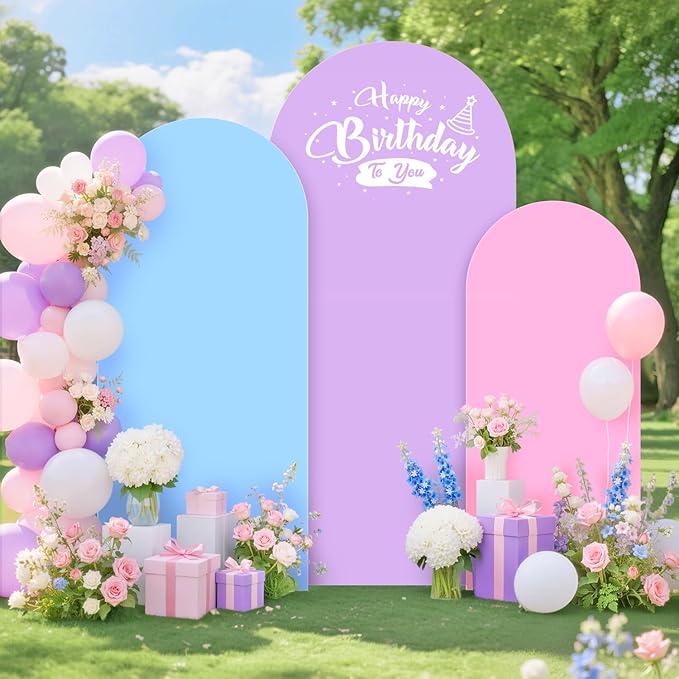 Wedding Arch Cover Set of 3 Arch Backdrop Cover 6FT 5FT 4FT Spandex Backdrop Cover for Arches Stand Balloon Arched Stand Cover Rainbow for Birthday Party Baby Shower Banquet Arches Decorations