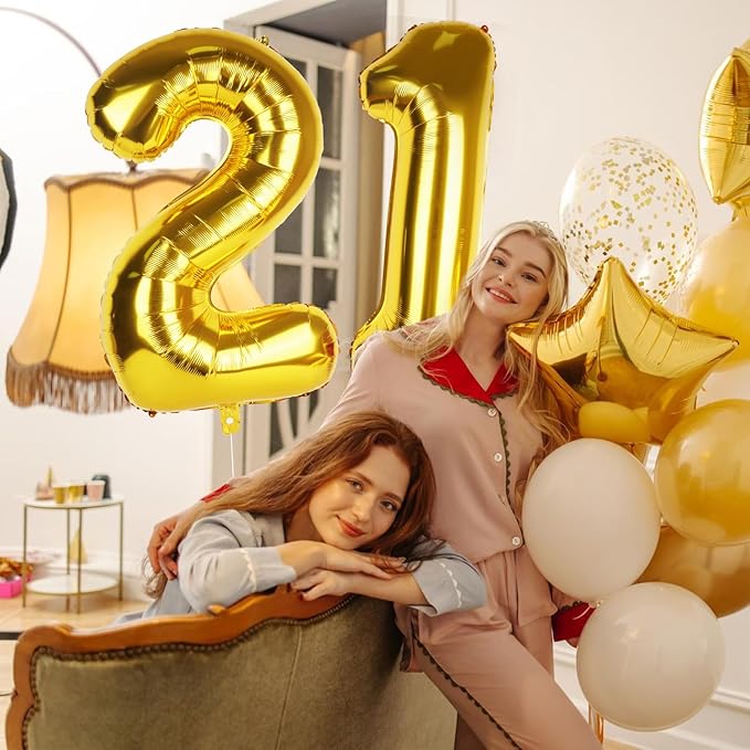 Number 2 Balloons 40 Inch Large Helium Foil Mylar Balloons For Birthdays Party Decorations/Wedding/Anniversary/Graduations/Baby Shower (Gold)