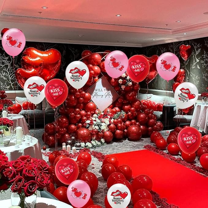 Valentine Balloons Valentine Day Party Decorations Valentines Latex Balloons Red Pink White Balloons for Valentines Day Anniversary Wedding Valentines Decorations Decor Supplies 12Pcs
