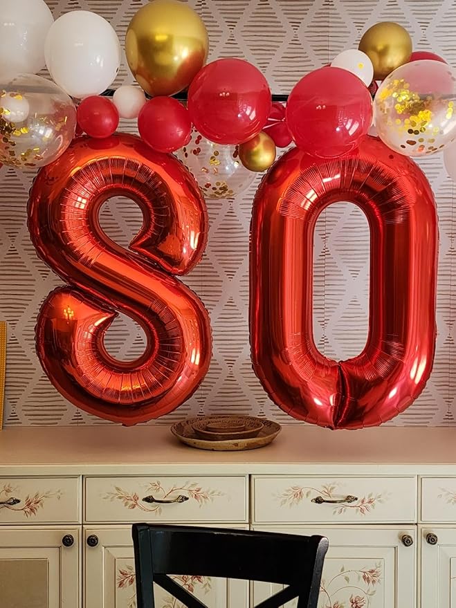 Number Balloons 1, 40 Inch One Balloons for 1st Birthday Girl Boy 1 11 21 Party Decorations Baby Shower Photo Shoot, Red 1 Balloon