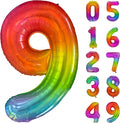 Rainbow Number 9 Balloon 40 Inch Rainbow 9 Balloon Giant Helium Foil Number 0 to 9 Balloons Birthday Wedding Party Digital Decorations Number 9