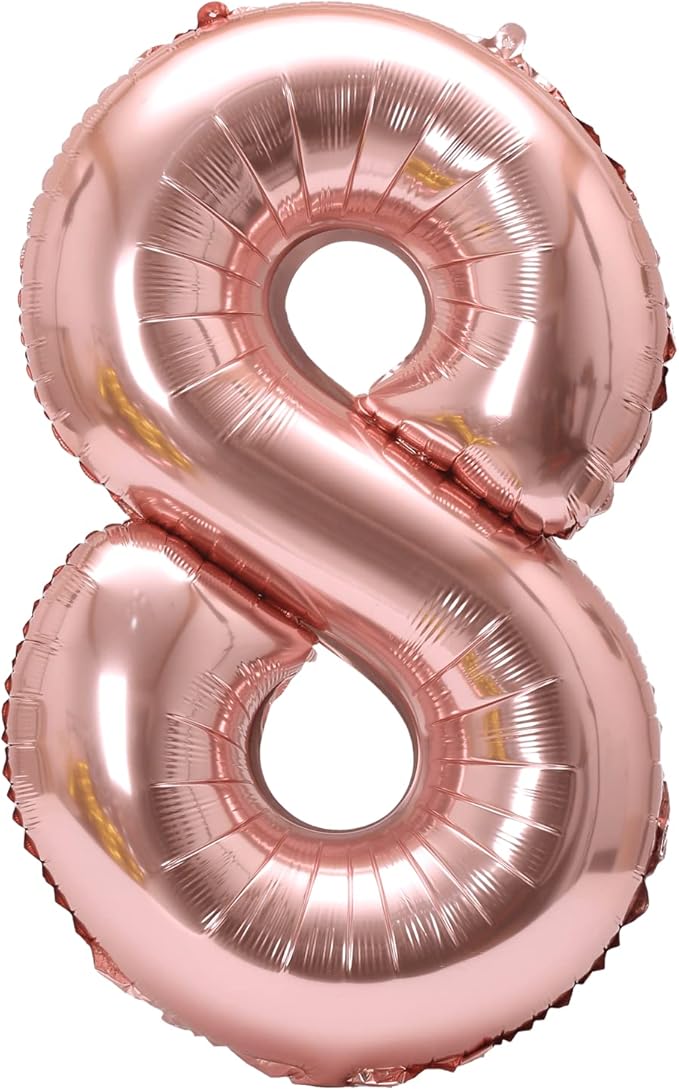 40 Inch Large Foil Helium Number Balloon Birthday Wedding Party 0-9 (Rose Gold, 8)