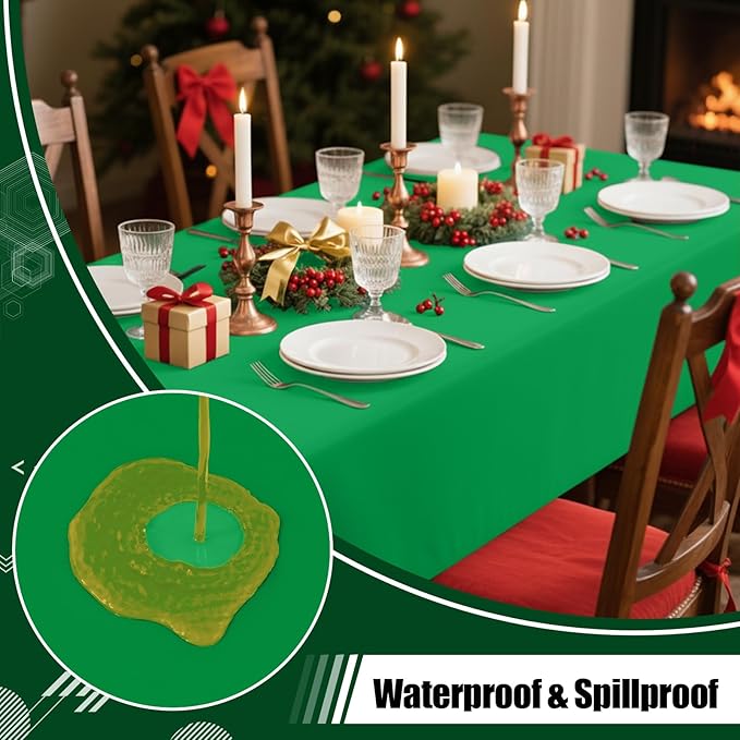 Smiry Disposable Table Cloth - 6 Pack, 54 x 108 Inch Waterproof Rectangle Tablecloths for Parties, Decorative Plastic Table Cover, Leakproof & Sturdy, Green