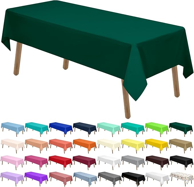 Dark Green Plastic Tablecloths 2 Pack Hunter Green Disposable Table Covers 54 x 108 Inch Bridal Shower Party Tablecovers PEVA Forest Green Table Cloths for Birthday Wedding 8 ft Rectangle Table Use