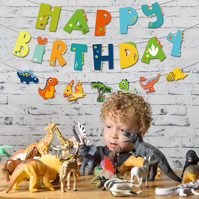 Dinosaur Banner - Dinosaur Theme Party Decoration, Indoor/Outdoor Hanging Decor, Kids Birthday Party Set