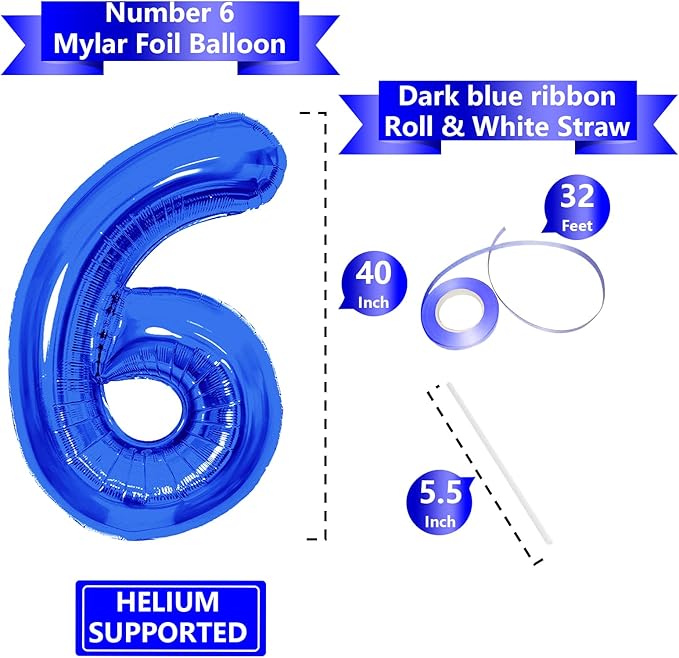 Number Balloons Navy Blue Balloons - Giant Number 10 Balloon, 10 20 30 40 50 Numbers Balloon Birthday Decorations, Blue Party Supplies for Boy Men