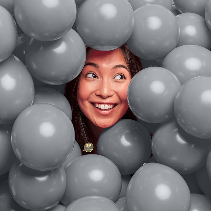 AFTERLOON® Biodegradable Mini Balloons 100 pcs Gray 5 Inch, Matte Color Thickened Extra Strong Latex Helium Float, Baby Shower Gender Reveal Garland Arch Wedding Kids Birthday Party Decorations