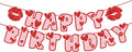 Zwiebeco Love Heart Happy Birthday Banner Red and Pink Glitter Sign Hanging Paper Party Decoration for Girls Women Accessories