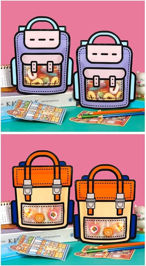Trendybag Orange&Purple Top-handle Party Goodie bags, Grip n’ Seal 20 Pcs Birthday bags with Stand-up Bottom (Small, Purple)