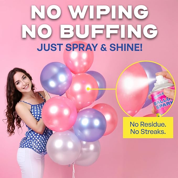 XL Balloon Shine Spray with Drop cloth, 22 oz - Instant Long-Lasting Gloss for Latex Balloons - No-Wipe, Mess-Free Aerosol - Water-Resistant, Silicone-Based - for Party & Event Décor - Made in USA
