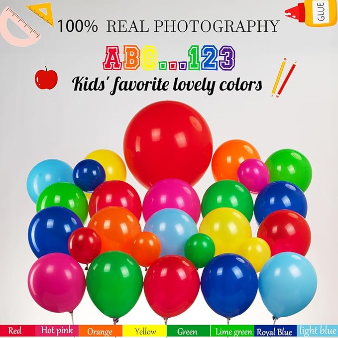 back to school balloons hot pink and red yellow green balloon garland arch kit 130+pcs with school bus classroom apple mylar balloon for back to school Birthday party decorations