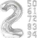 Silver 2 Balloon, Number Balloons 40 Inch, 2nd Balloon Number Birthday Decorations, Two Second Birthday Party Supplies, Number 2 Balloon