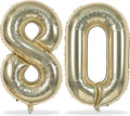 80th Birthday Balloons Champagne Gold for Women, 40 Inch Giant Gold Foil Number 80 Balloons Self Inflating, Light Gold Digit 8 & 0 Helium Balloons for Men 80th Anniversary Party Decorations Supplies