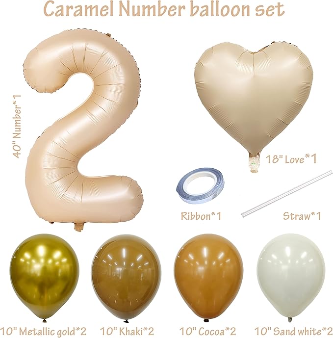 40 In Caramel Number Balloons Helium Foil Mylar latex Balloon Birthday Party banquet Decoration Digital 2