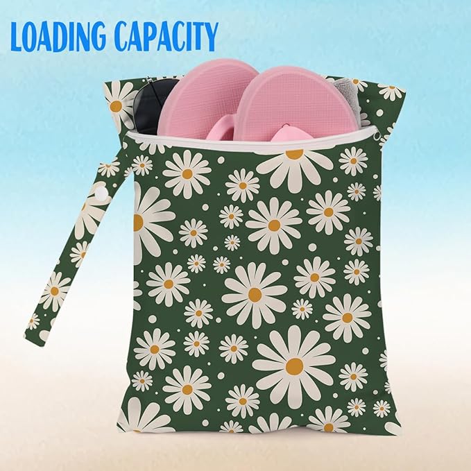 Beach Essentials, Wet Bag for Swimsuit Dirty Clothes Yoga Gym Diaper, Wet Dry Bag, Beach Vacation Essential for Travel Poor Bathing Summer Flower Gifts