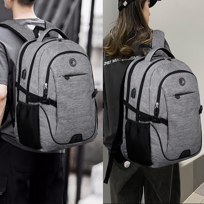 SHRRADOO Anti Theft Laptop Backpack Travel Backpacks with Combination Lock for Women Men (Grey, Large)