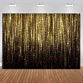 9x6FT Golden Streamer Flash Party Photo Backdrop Black Gold Backdrop for Adult Kids Baby Shower Decor Supplies Photography Background