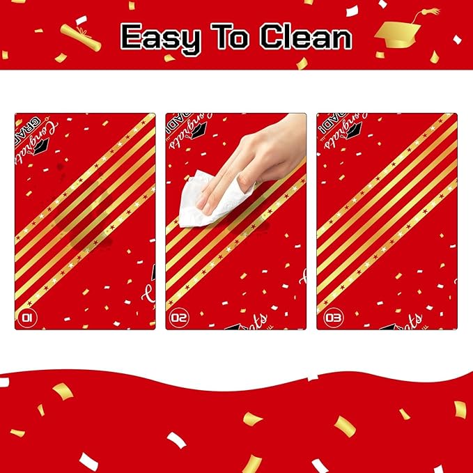 Childom 3 Pack Graduation Tablecloth,Graduation Decorations Class of 2026 Graduation Party Decorations,54"x108" Red and Gold Plastic Table Cloth Disposable Rectangle for Home,School,Party Supplies